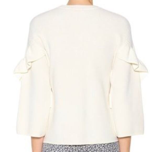 Tory Burch Ruffle Bell Sleeves Sweater Cream Ivory Designer - Picture 5 of 10